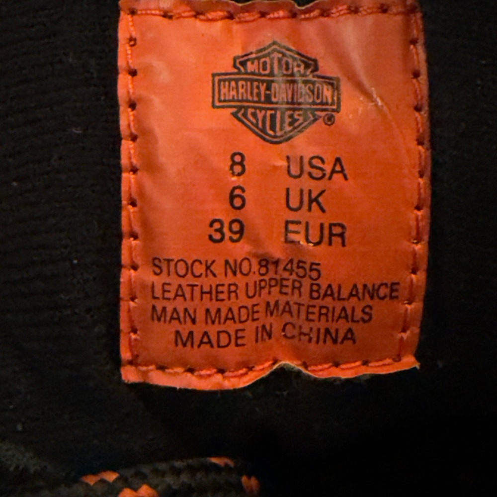 Harley-Davidson Womens Black Suede Mid Top Hiking Boots Size 8 81455 Orange Trim - Picture 8 of 8